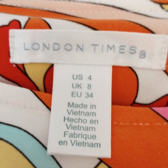 London Times Retro Mod Abstract Floral Shift Dress - Picture 4 of 8